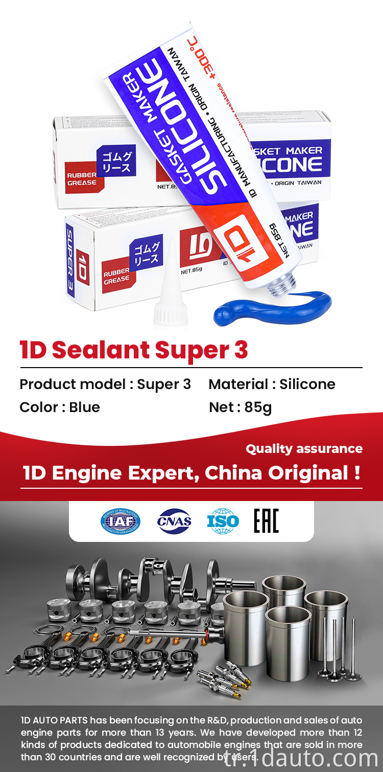 Motor için mavi yüksek sıcaklık silikon sızdırmazlık macunu Blue High Temperature Silicone Sealant for Engine